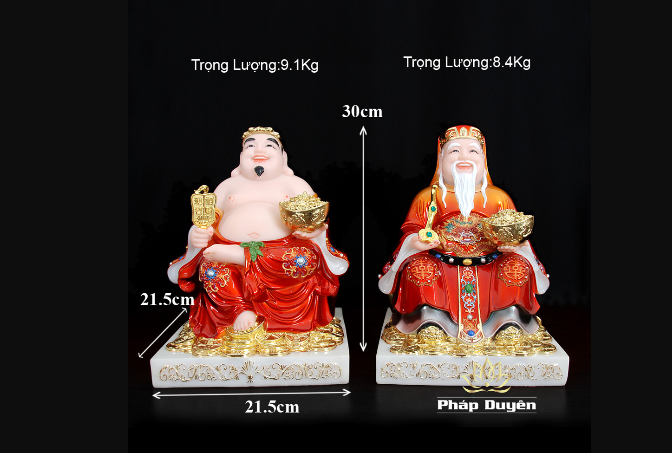 Bộ Tượng Thần Tài Thổ Địa Ngồi Phú Quý Bột Đá Sơn Đỏ.png